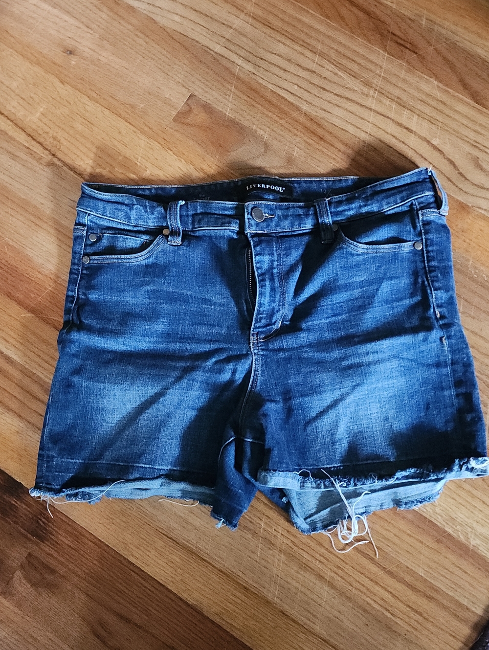 Liverpool Indigo Denim Frayed Hem Women's Shorts